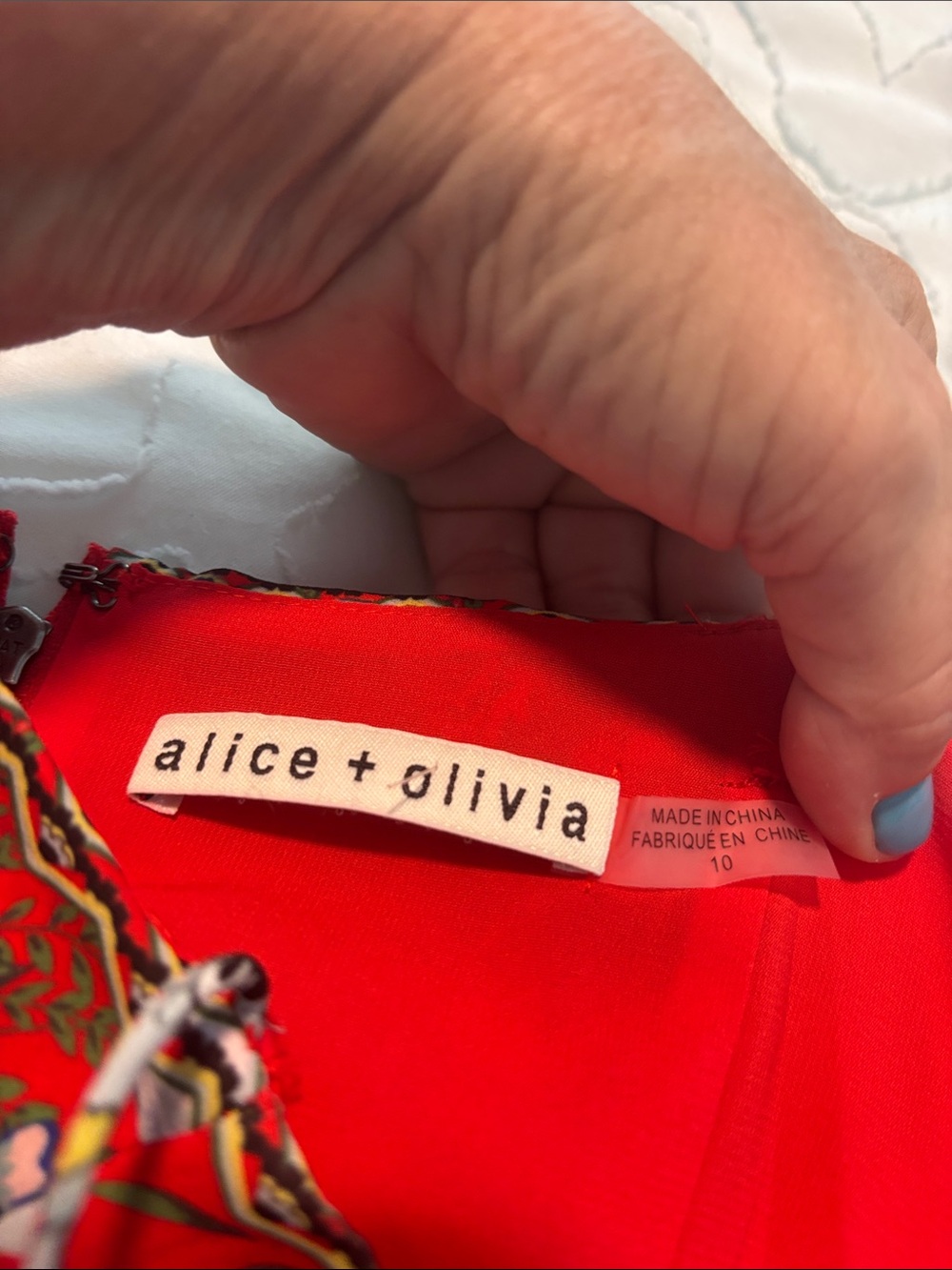 Alice + Olivia Red Floral Embroidered Slip Dress - Picture 3 of 4